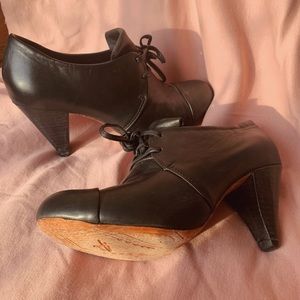NWOT REAL LEATHER - Black heels - Never worn